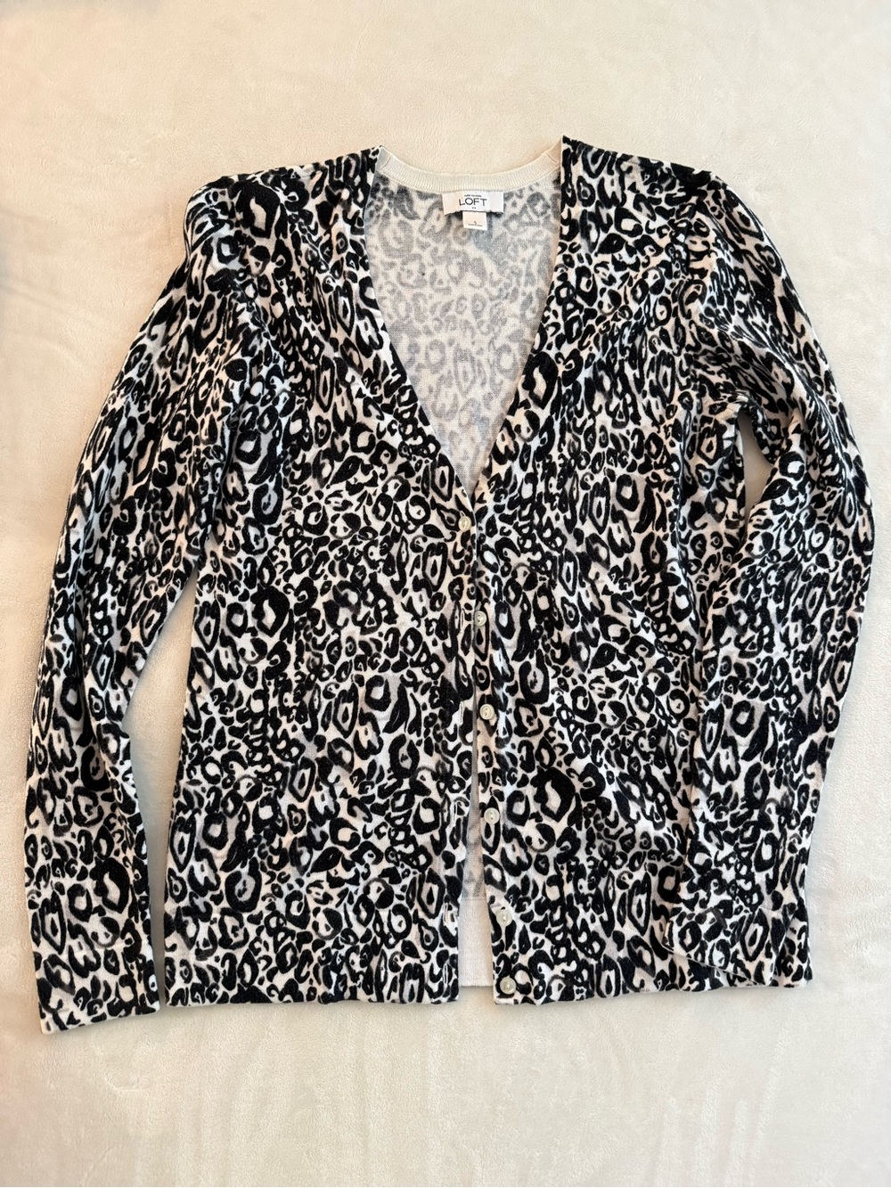 Loft Black & White Leopard Print Cardigan